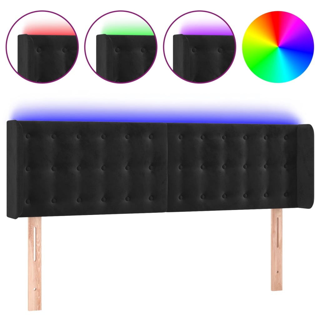 Hoofdbord LED 147x16x78/88 cm fluweel zwart Hoofdborden en voetborden | Creëer jouw Trendy Thuis | Gratis bezorgd & Retour | Trendy.nl