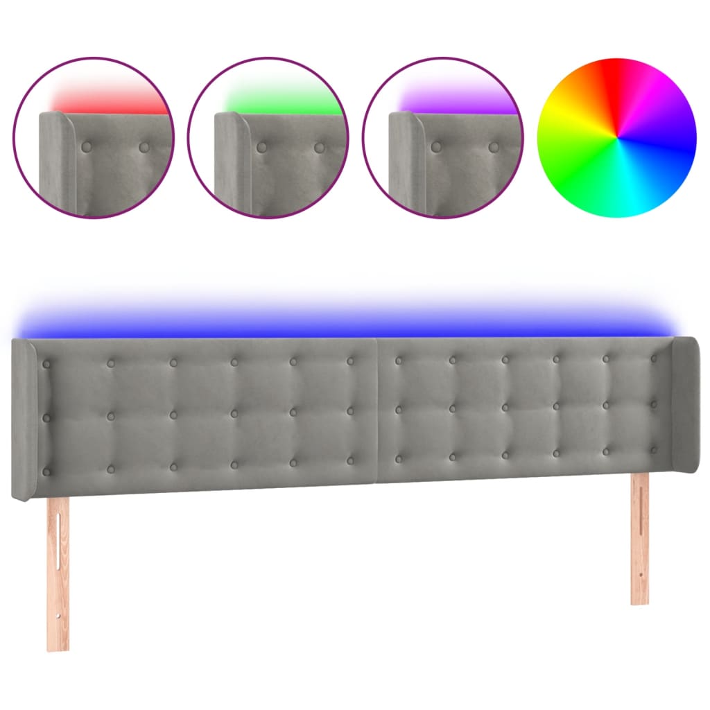 Hoofdbord LED 163x16x78/88 cm fluweel lichtgrijs Hoofdborden en voetborden | Creëer jouw Trendy Thuis | Gratis bezorgd & Retour | Trendy.nl