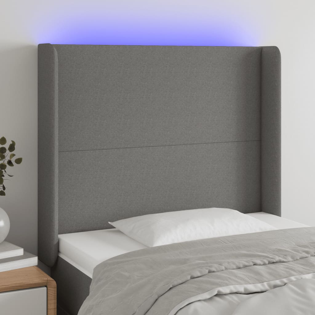 Hoofdbord LED 83x16x118/128 cm stof donkergrijs Hoofdborden en voetborden | Creëer jouw Trendy Thuis | Gratis bezorgd & Retour | Trendy.nl