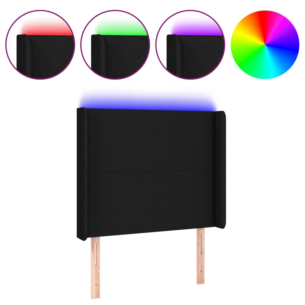 Hoofdbord LED 83x16x118/128 cm stof zwart Hoofdborden en voetborden | Creëer jouw Trendy Thuis | Gratis bezorgd & Retour | Trendy.nl