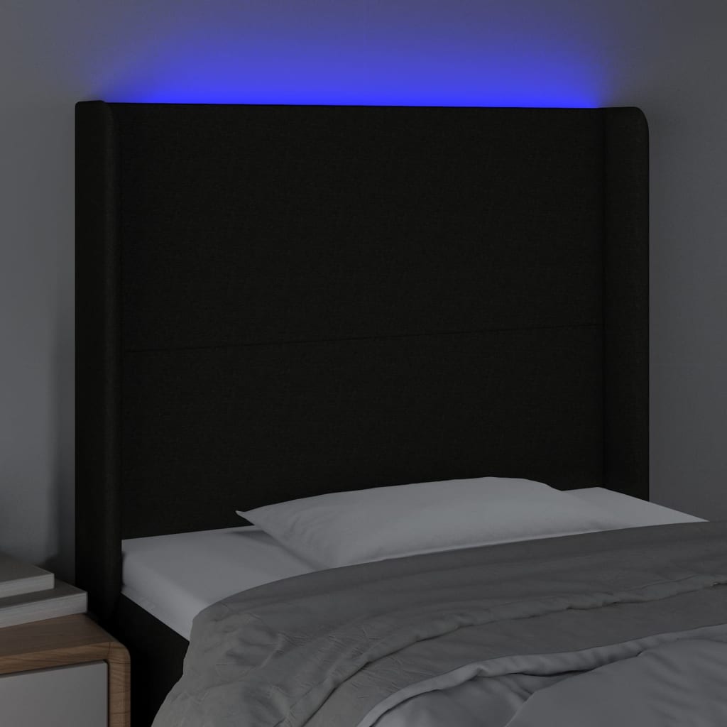 Hoofdbord LED 83x16x118/128 cm stof zwart Hoofdborden en voetborden | Creëer jouw Trendy Thuis | Gratis bezorgd & Retour | Trendy.nl