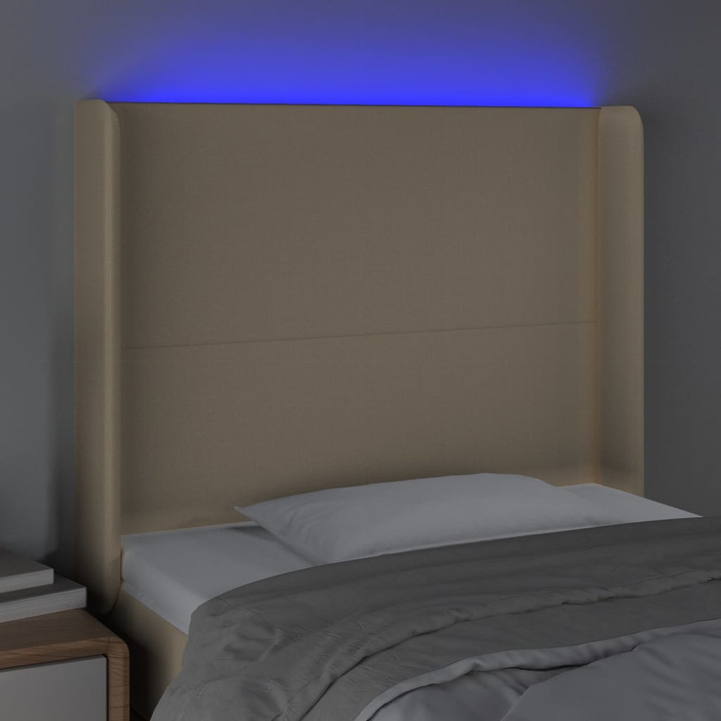 Hoofdbord LED 83x16x118/128 cm stof crèmekleurig Hoofdborden en voetborden | Creëer jouw Trendy Thuis | Gratis bezorgd & Retour | Trendy.nl