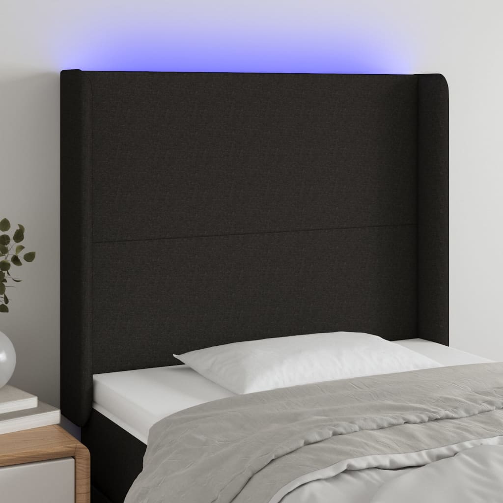 Hoofdbord LED 93x16x118/128 cm stof zwart Hoofdborden en voetborden | Creëer jouw Trendy Thuis | Gratis bezorgd & Retour | Trendy.nl