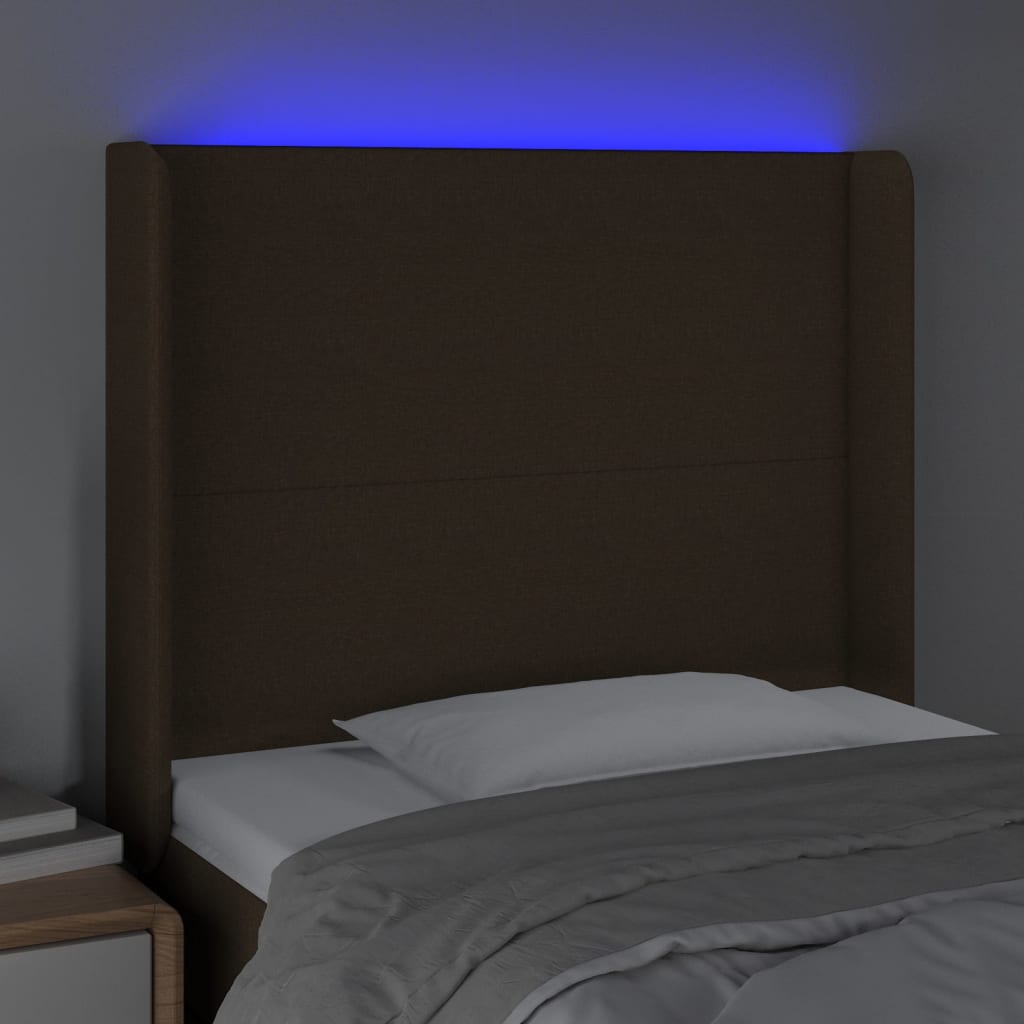 Hoofdbord LED 103x16x118/128 cm stof donkerbruin Hoofdborden en voetborden | Creëer jouw Trendy Thuis | Gratis bezorgd & Retour | Trendy.nl