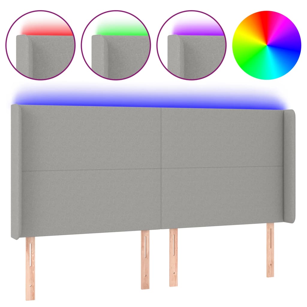 Hoofdbord LED 163x16x118/128 cm stof lichtgrijs Hoofdborden en voetborden | Creëer jouw Trendy Thuis | Gratis bezorgd & Retour | Trendy.nl