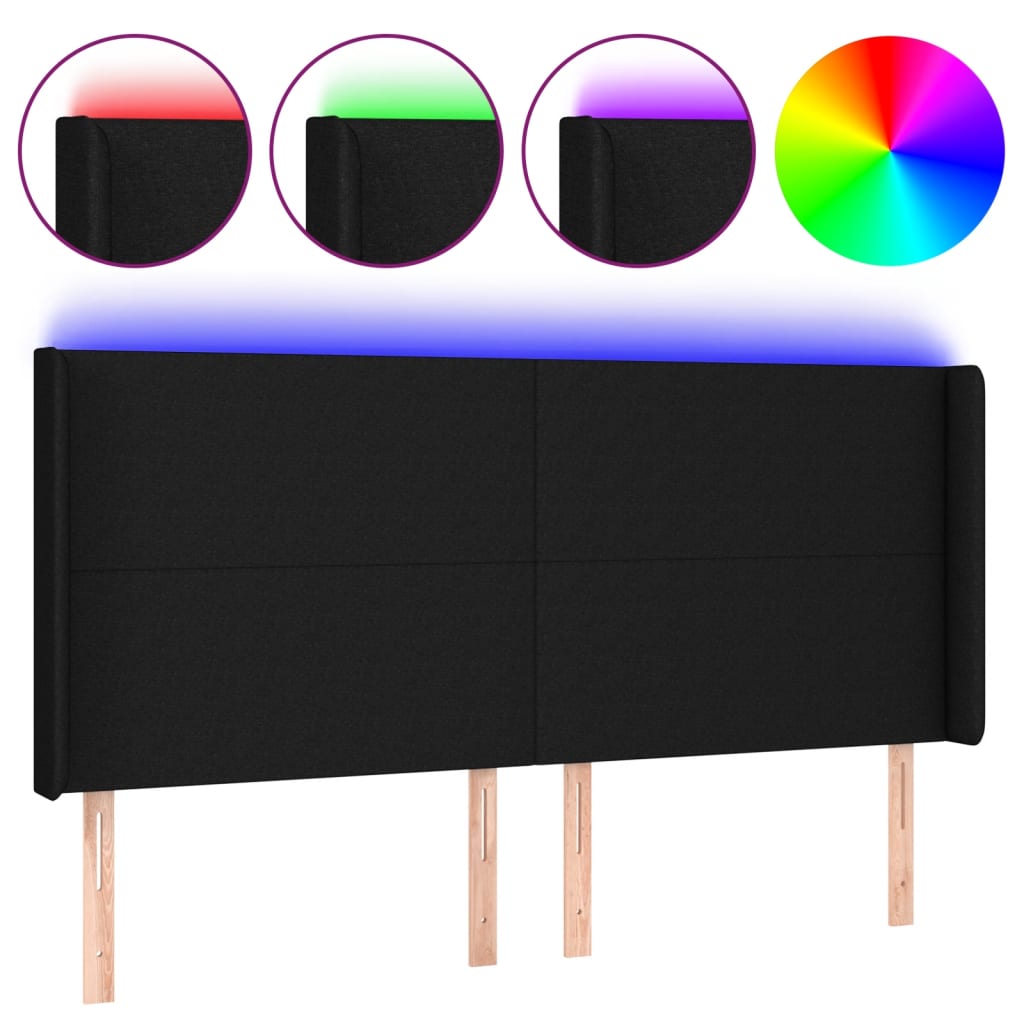 Hoofdbord LED 163x16x118/128 cm stof zwart Hoofdborden en voetborden | Creëer jouw Trendy Thuis | Gratis bezorgd & Retour | Trendy.nl