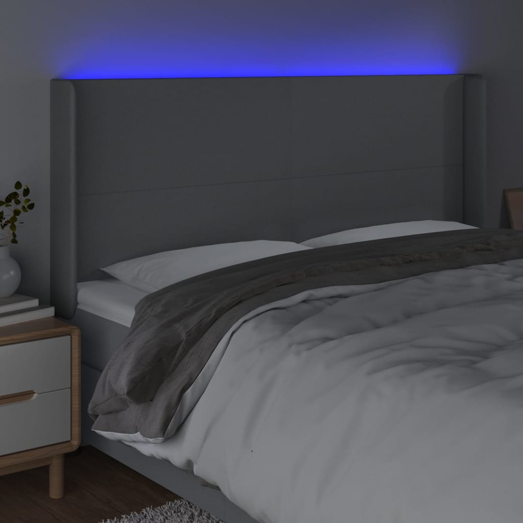 Hoofdbord LED 183x16x118/128 cm stof lichtgrijs Hoofdborden en voetborden | Creëer jouw Trendy Thuis | Gratis bezorgd & Retour | Trendy.nl