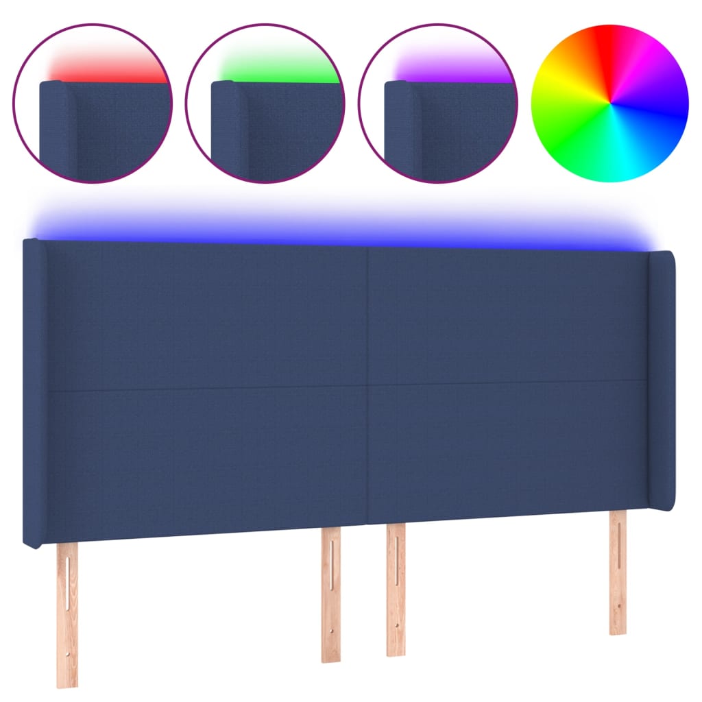 Hoofdbord LED 183x16x118/128 cm stof blauw Hoofdborden en voetborden | Creëer jouw Trendy Thuis | Gratis bezorgd & Retour | Trendy.nl