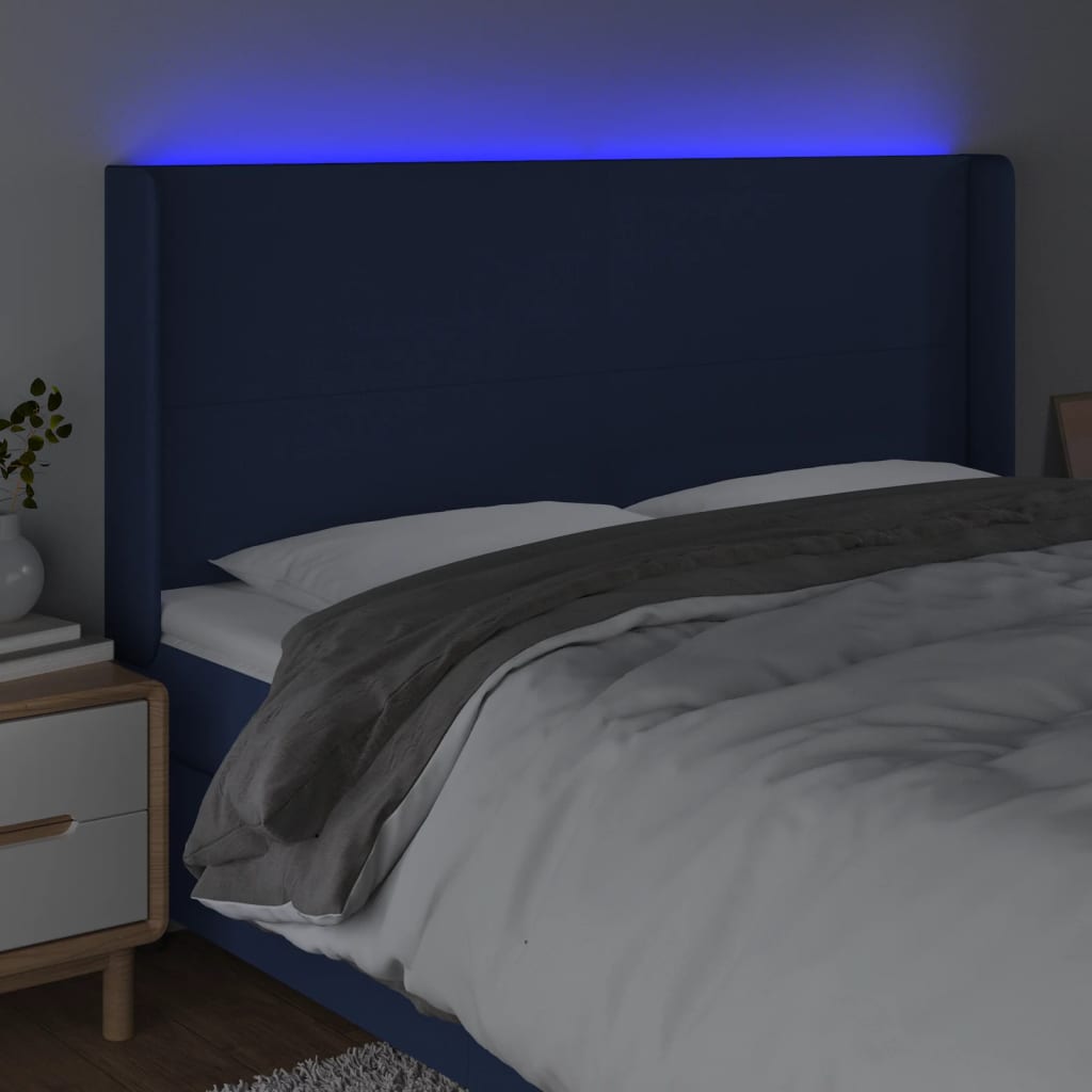 Hoofdbord LED 183x16x118/128 cm stof blauw Hoofdborden en voetborden | Creëer jouw Trendy Thuis | Gratis bezorgd & Retour | Trendy.nl