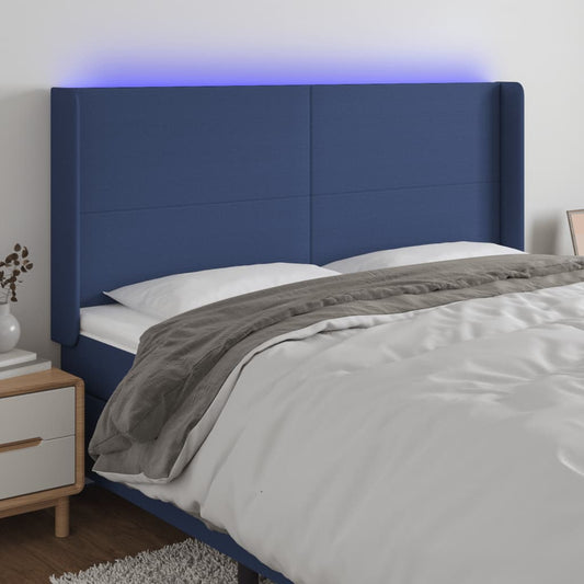 Hoofdbord LED 183x16x118/128 cm stof blauw Hoofdborden en voetborden | Creëer jouw Trendy Thuis | Gratis bezorgd & Retour | Trendy.nl