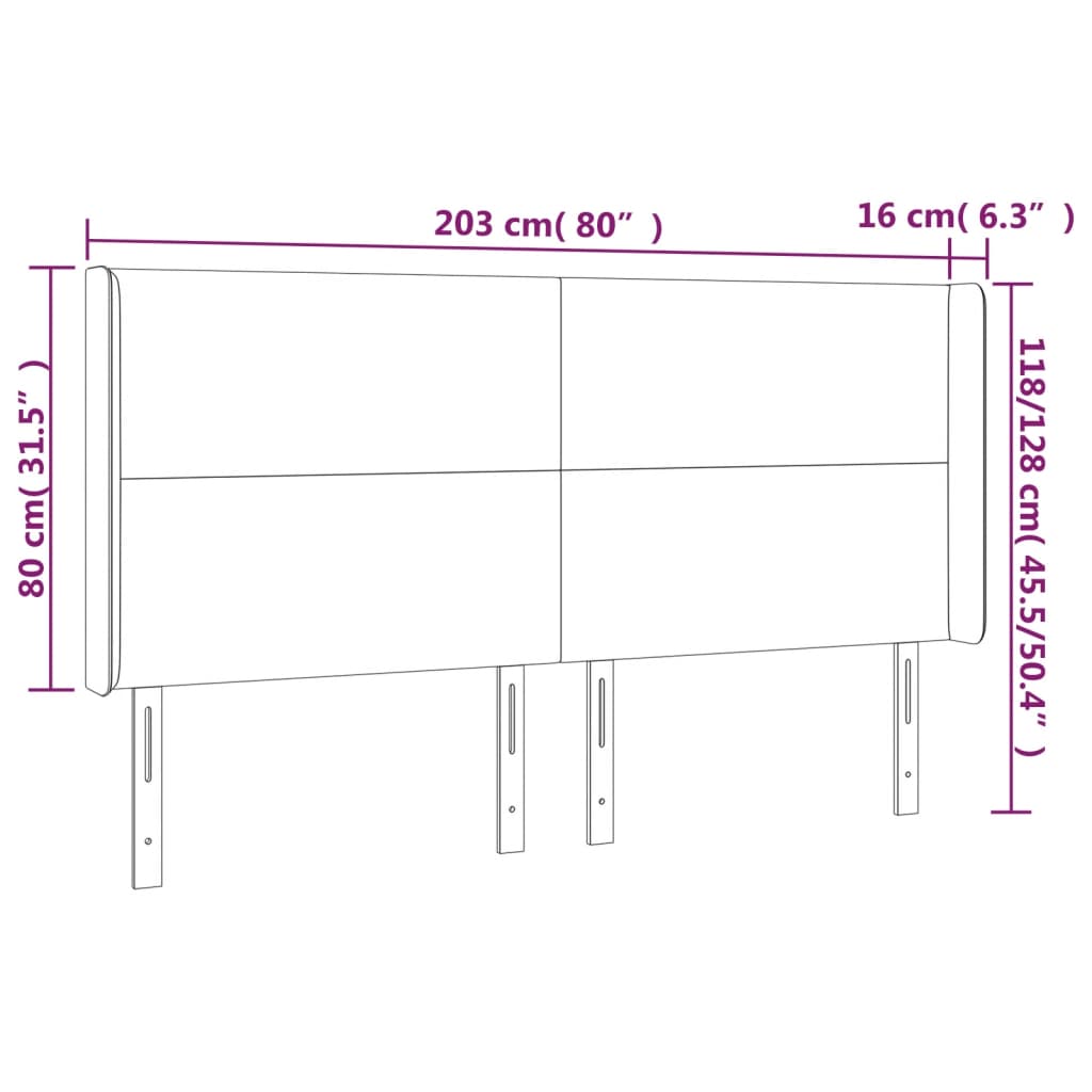 Hoofdbord LED 203x16x118/128 cm stof donkergrijs Hoofdborden en voetborden | Creëer jouw Trendy Thuis | Gratis bezorgd & Retour | Trendy.nl