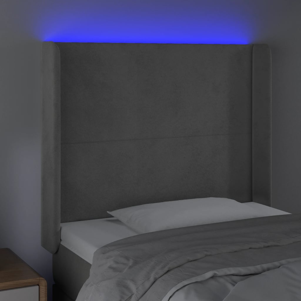 Hoofdbord LED 83x16x118/128 cm fluweel lichtgrijs Hoofdborden en voetborden | Creëer jouw Trendy Thuis | Gratis bezorgd & Retour | Trendy.nl