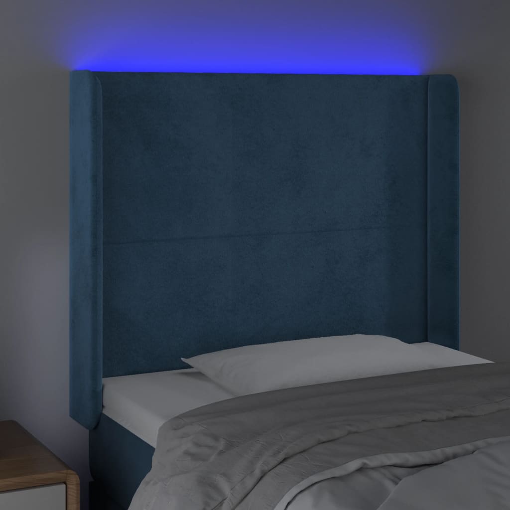 Hoofdbord LED 103x16x118/128 cm fluweel donkerblauw Hoofdborden en voetborden | Creëer jouw Trendy Thuis | Gratis bezorgd & Retour | Trendy.nl