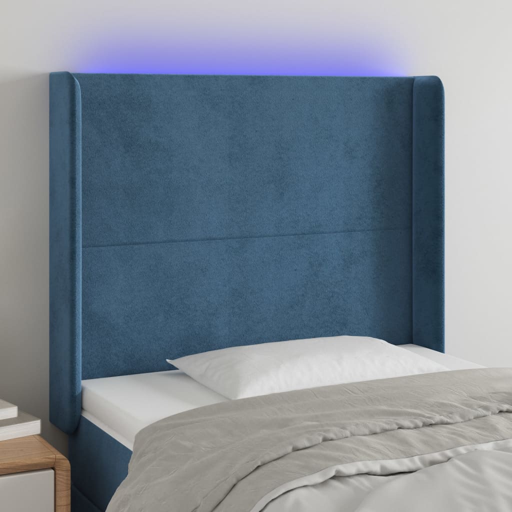 Hoofdbord LED 103x16x118/128 cm fluweel donkerblauw Hoofdborden en voetborden | Creëer jouw Trendy Thuis | Gratis bezorgd & Retour | Trendy.nl