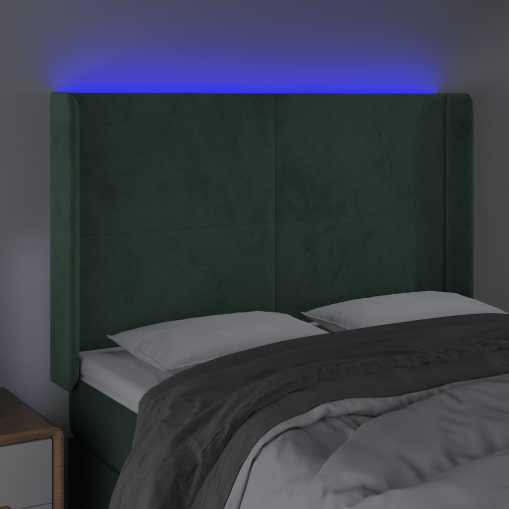 Hoofdbord LED 147x16x118/128 cm fluweel donkergroen Hoofdborden en voetborden | Creëer jouw Trendy Thuis | Gratis bezorgd & Retour | Trendy.nl