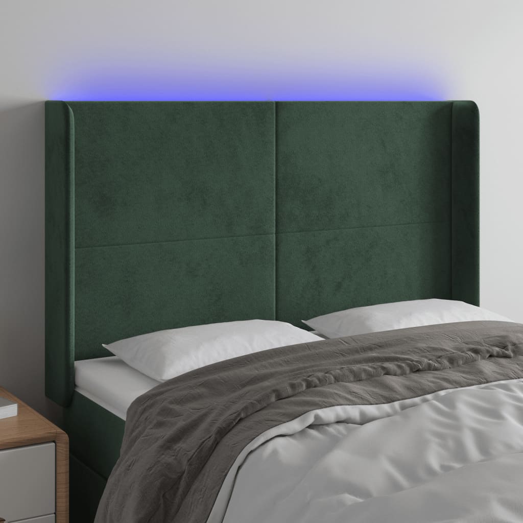 Hoofdbord LED 147x16x118/128 cm fluweel donkergroen Hoofdborden en voetborden | Creëer jouw Trendy Thuis | Gratis bezorgd & Retour | Trendy.nl