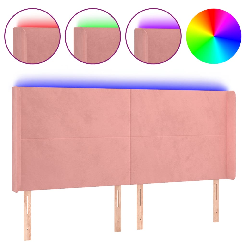 Hoofdbord LED 183x16x118/128 cm fluweel roze Hoofdborden en voetborden | Creëer jouw Trendy Thuis | Gratis bezorgd & Retour | Trendy.nl