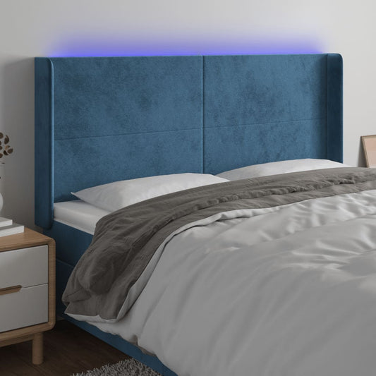 Hoofdbord LED 203x16x118/128 cm fluweel donkerblauw Hoofdborden en voetborden | Creëer jouw Trendy Thuis | Gratis bezorgd & Retour | Trendy.nl