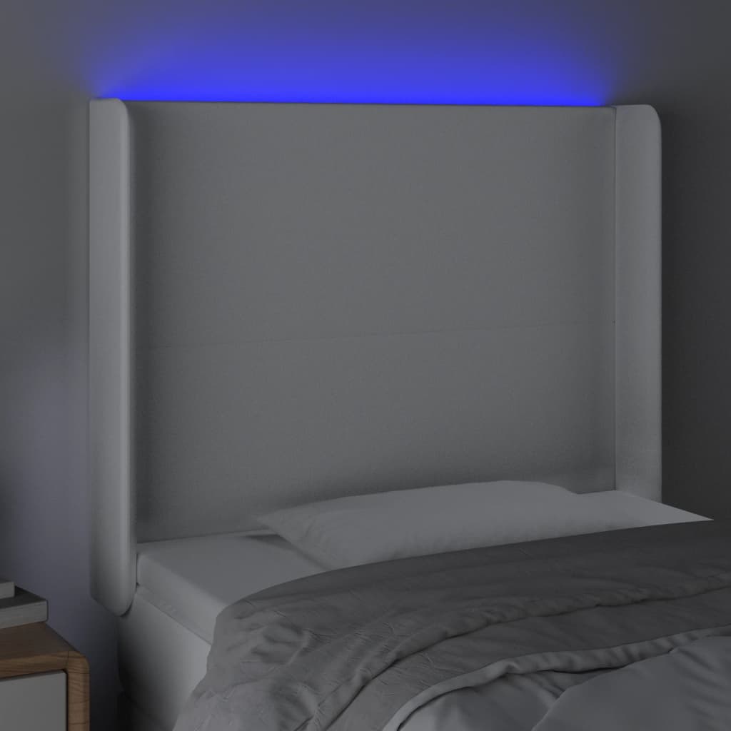 Hoofdbord LED 83x16x118/128 cm kunstleer wit Hoofdborden en voetborden | Creëer jouw Trendy Thuis | Gratis bezorgd & Retour | Trendy.nl