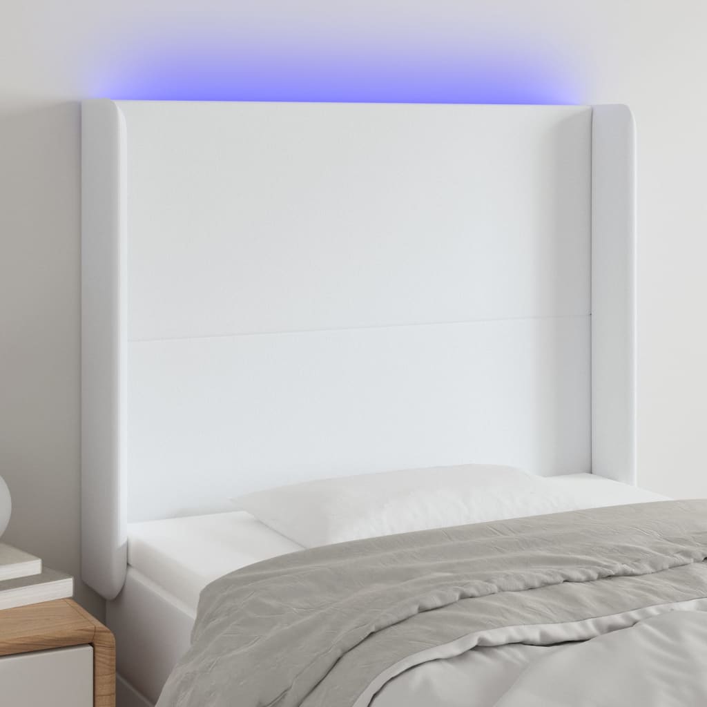 Hoofdbord LED 83x16x118/128 cm kunstleer wit Hoofdborden en voetborden | Creëer jouw Trendy Thuis | Gratis bezorgd & Retour | Trendy.nl