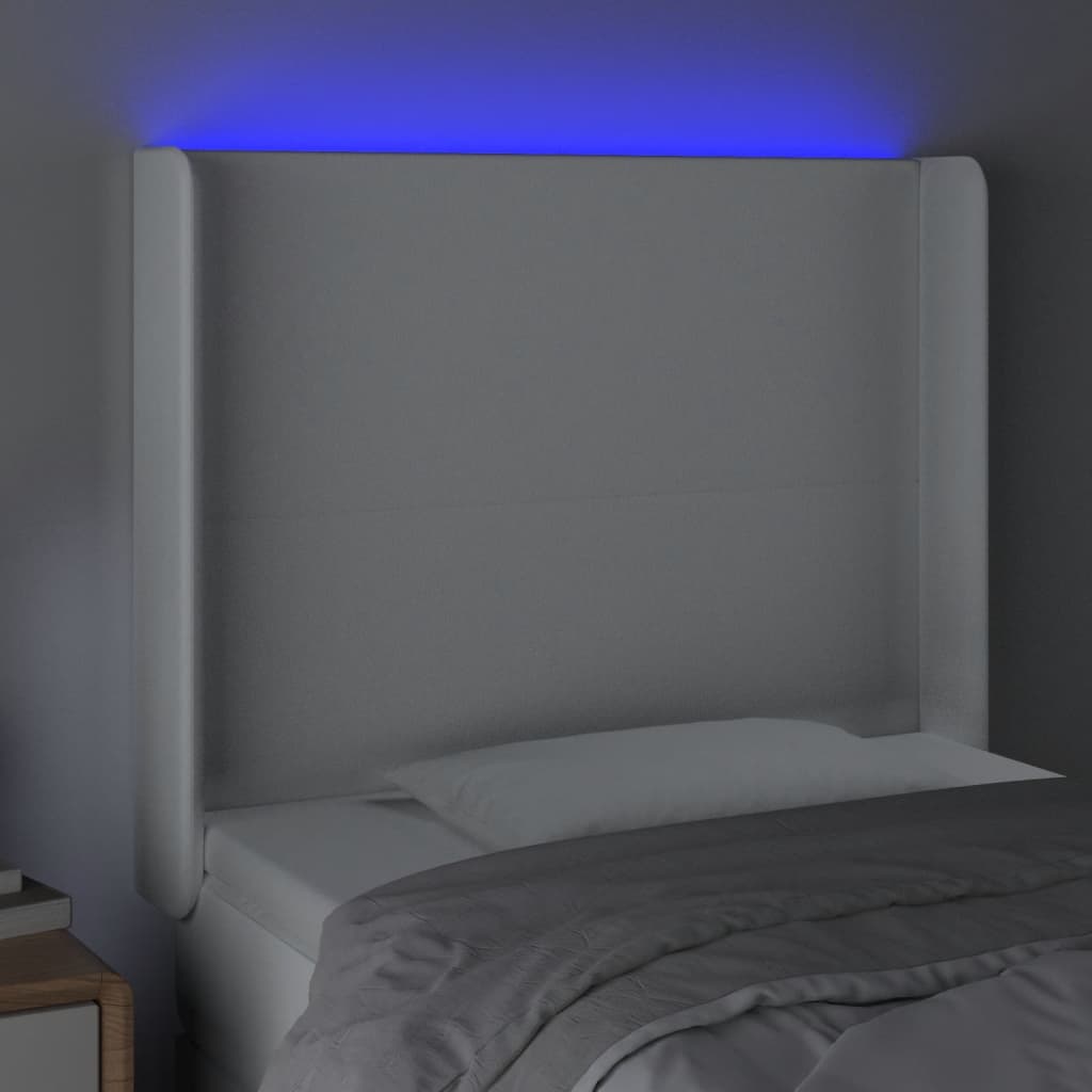 Hoofdbord LED 93x16x118/128 cm kunstleer wit Hoofdborden en voetborden | Creëer jouw Trendy Thuis | Gratis bezorgd & Retour | Trendy.nl