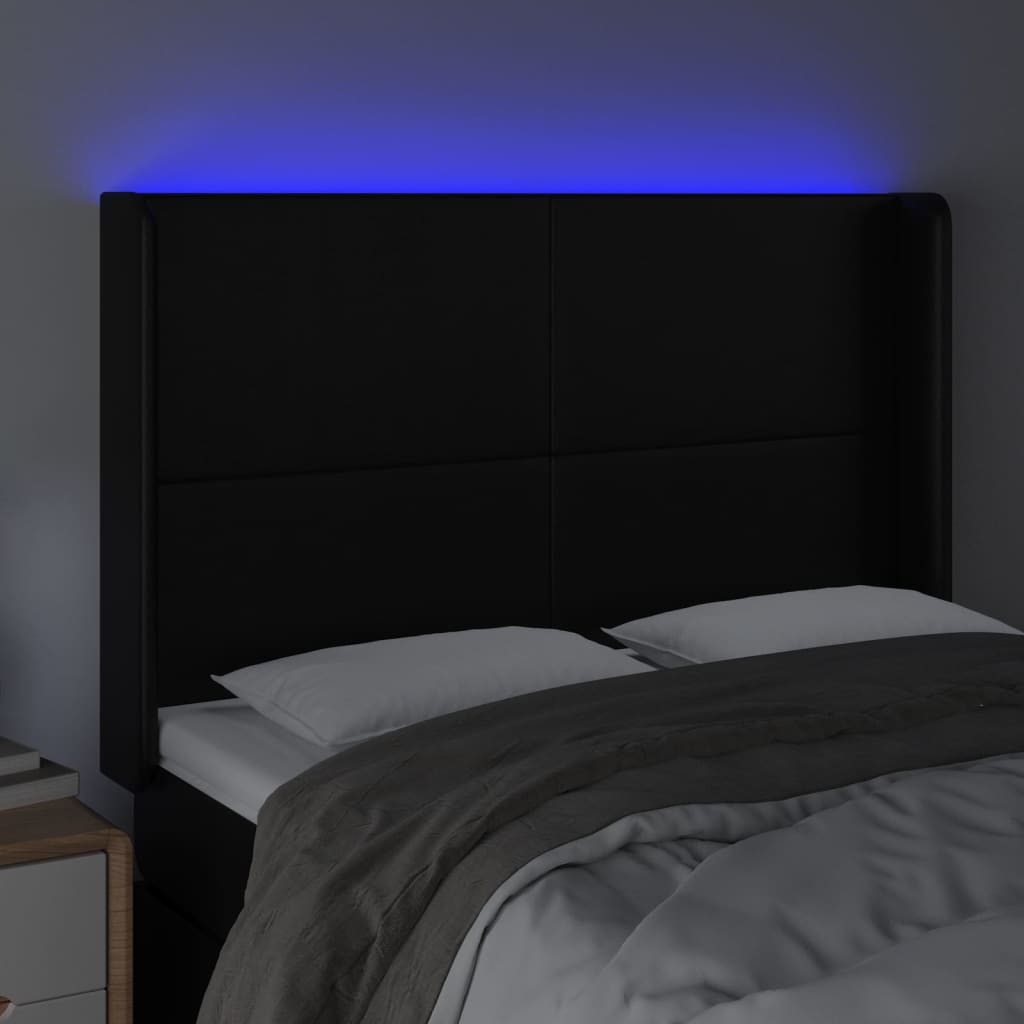 Hoofdbord LED 147x16x118/128 cm kunstleer zwart Hoofdborden en voetborden | Creëer jouw Trendy Thuis | Gratis bezorgd & Retour | Trendy.nl