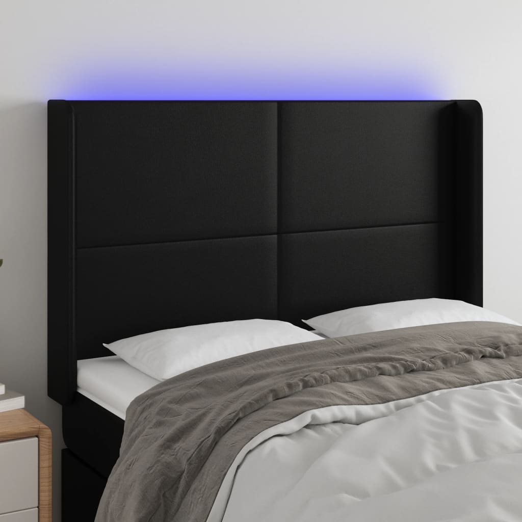 Hoofdbord LED 147x16x118/128 cm kunstleer zwart Hoofdborden en voetborden | Creëer jouw Trendy Thuis | Gratis bezorgd & Retour | Trendy.nl