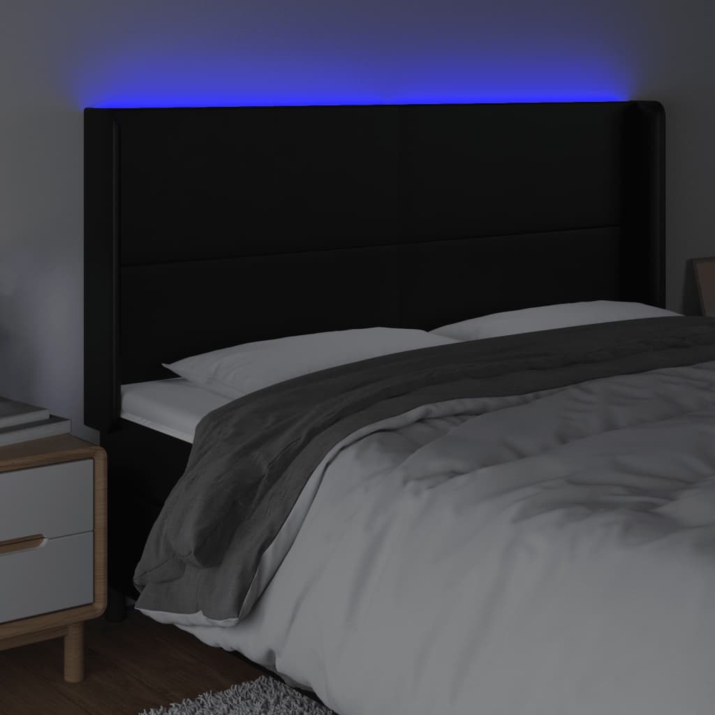 Hoofdbord LED 163x16x118/128 cm kunstleer zwart Hoofdborden en voetborden | Creëer jouw Trendy Thuis | Gratis bezorgd & Retour | Trendy.nl