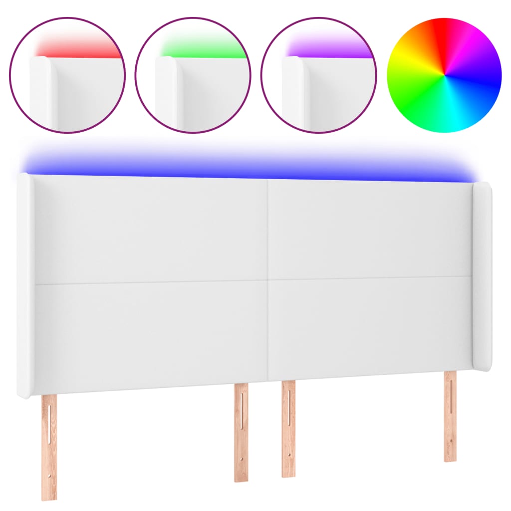 Hoofdbord LED 163x16x118/128 cm kunstleer wit Hoofdborden en voetborden | Creëer jouw Trendy Thuis | Gratis bezorgd & Retour | Trendy.nl