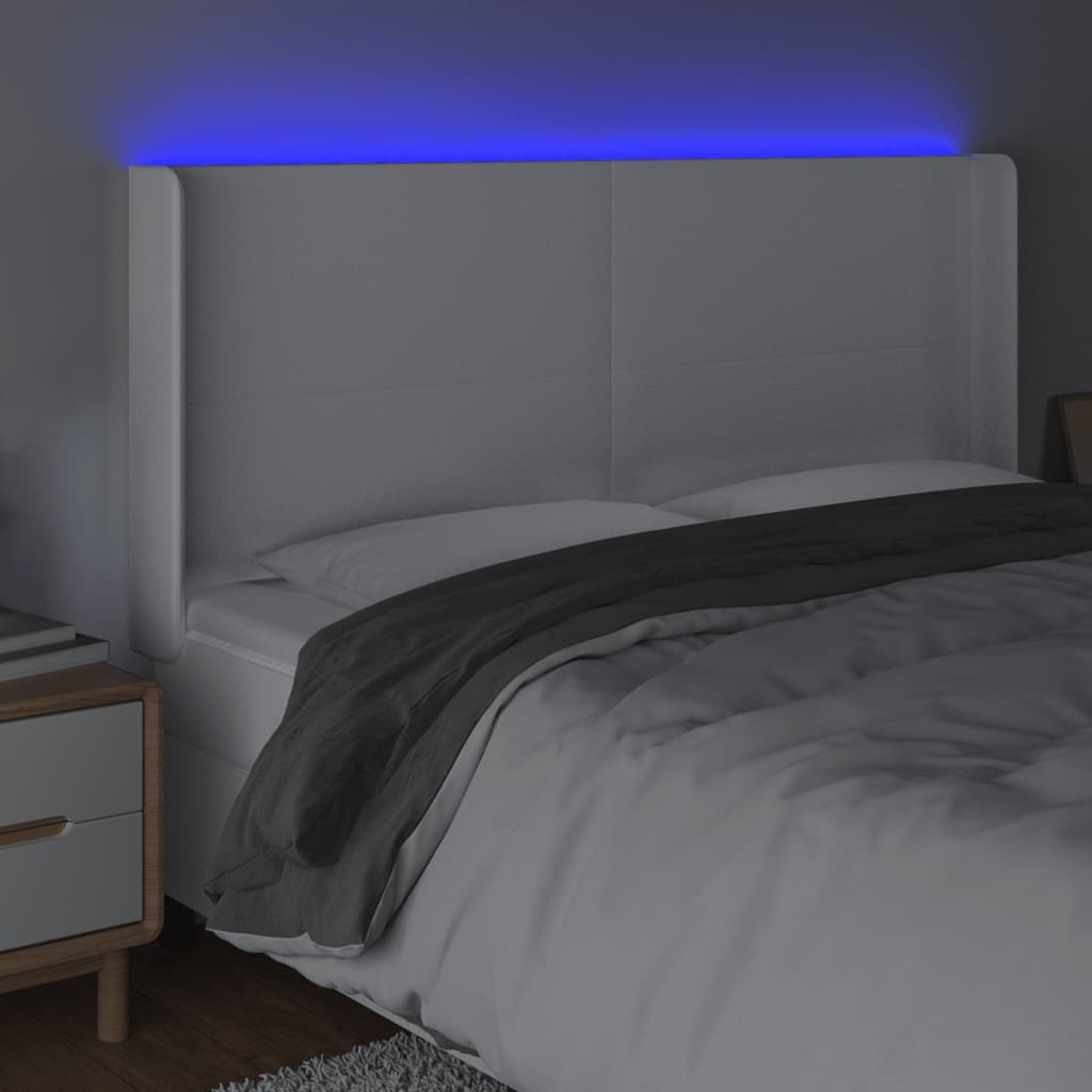 Hoofdbord LED 163x16x118/128 cm kunstleer wit Hoofdborden en voetborden | Creëer jouw Trendy Thuis | Gratis bezorgd & Retour | Trendy.nl