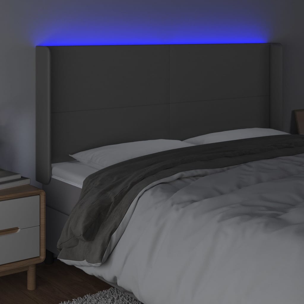 Hoofdbord LED 163x16x118/128 cm kunstleer grijs Hoofdborden en voetborden | Creëer jouw Trendy Thuis | Gratis bezorgd & Retour | Trendy.nl