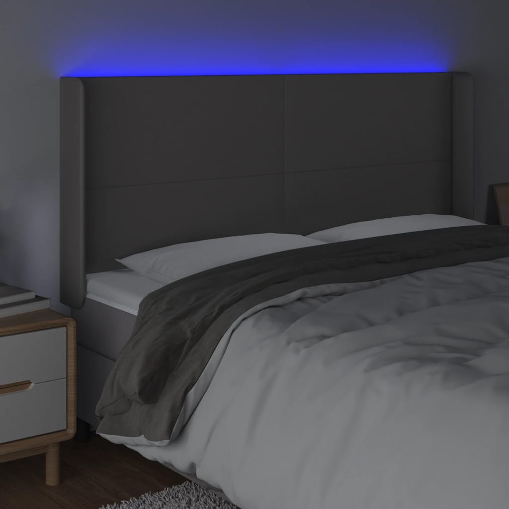 Hoofdbord LED 183x16x118/128 cm kunstleer grijs Hoofdborden en voetborden | Creëer jouw Trendy Thuis | Gratis bezorgd & Retour | Trendy.nl