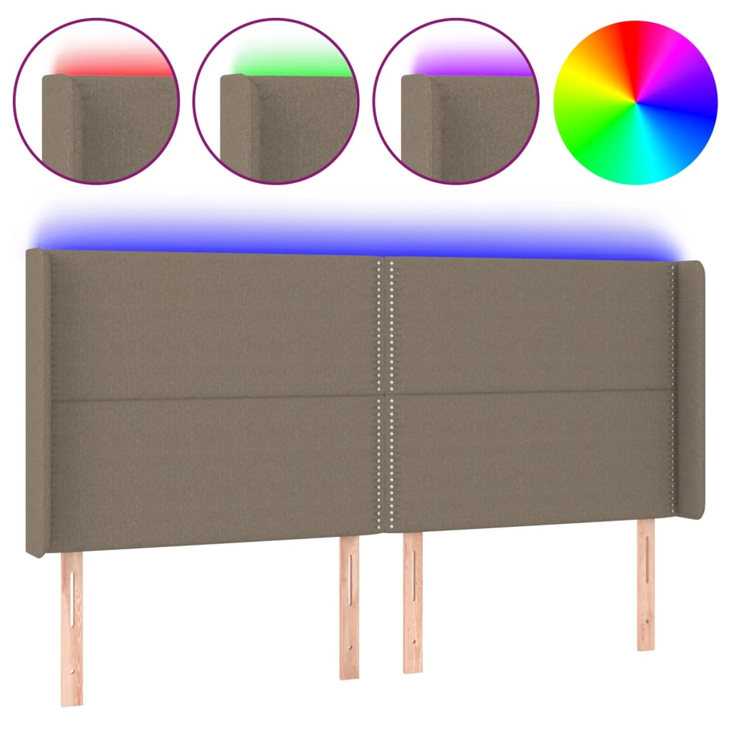 Hoofdbord LED 183x16x118/128 cm stof taupe Hoofdborden en voetborden | Creëer jouw Trendy Thuis | Gratis bezorgd & Retour | Trendy.nl