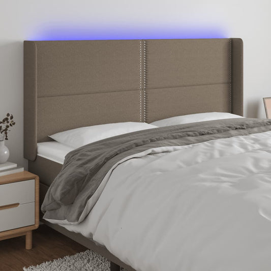 Hoofdbord LED 203x16x118/128 cm stof taupe Hoofdborden en voetborden | Creëer jouw Trendy Thuis | Gratis bezorgd & Retour | Trendy.nl