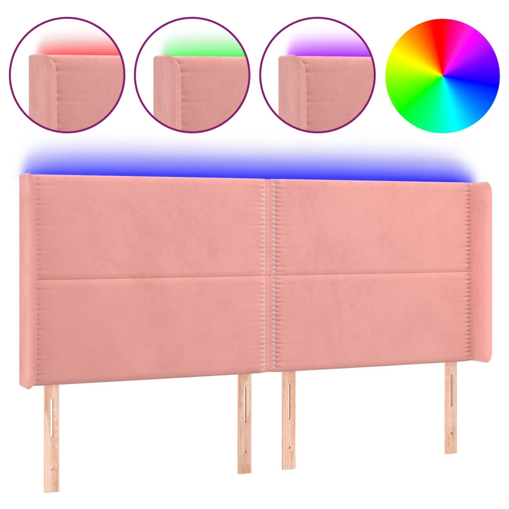 Hoofdbord LED 163x16x118/128 cm fluweel roze Hoofdborden en voetborden | Creëer jouw Trendy Thuis | Gratis bezorgd & Retour | Trendy.nl