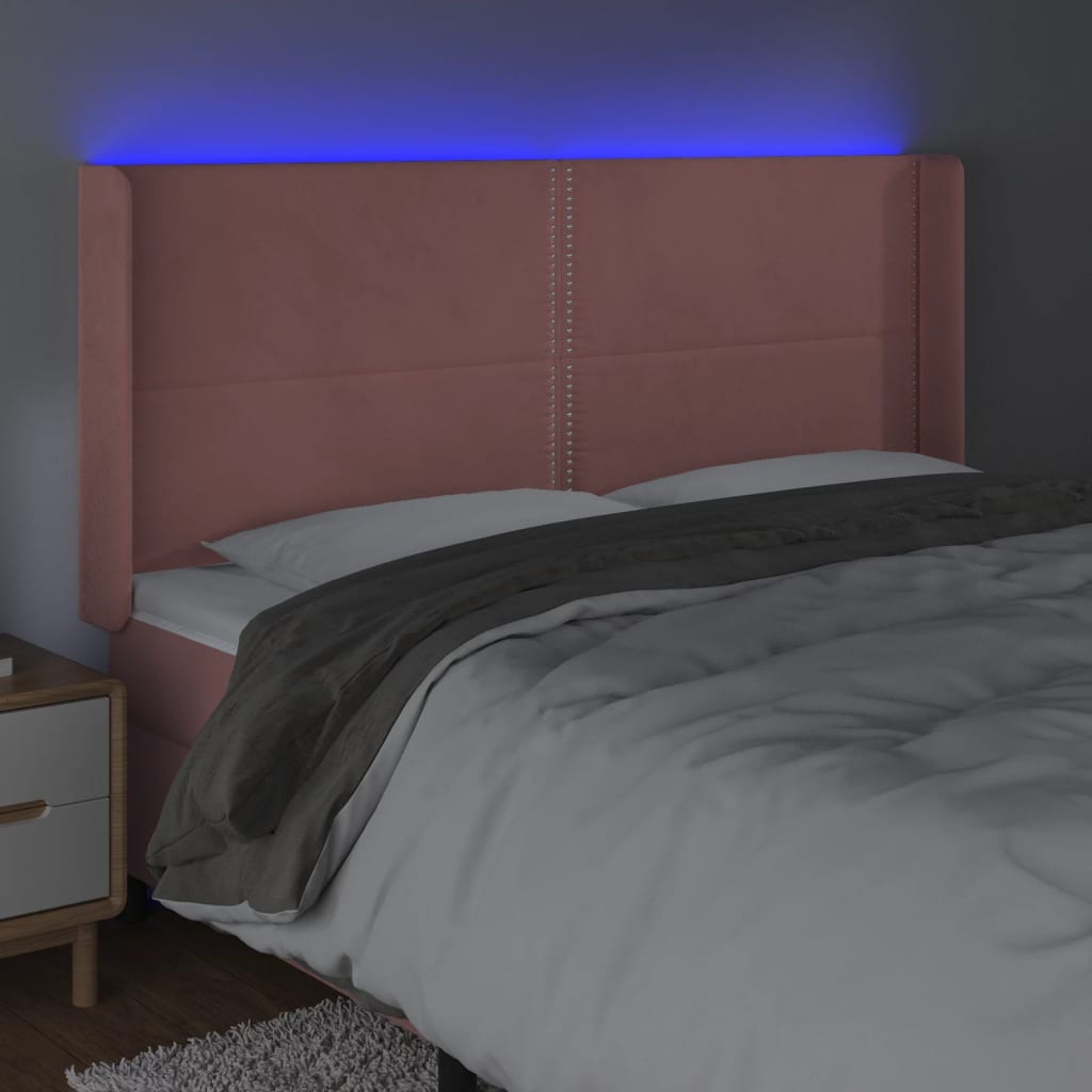 Hoofdbord LED 163x16x118/128 cm fluweel roze Hoofdborden en voetborden | Creëer jouw Trendy Thuis | Gratis bezorgd & Retour | Trendy.nl