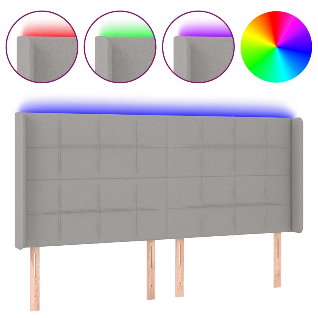 Hoofdbord LED 183x16x118/128 cm stof lichtgrijs Hoofdborden en voetborden | Creëer jouw Trendy Thuis | Gratis bezorgd & Retour | Trendy.nl