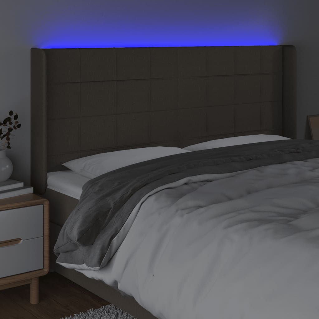 Hoofdbord LED 183x16x118/128 cm stof taupe Hoofdborden en voetborden | Creëer jouw Trendy Thuis | Gratis bezorgd & Retour | Trendy.nl