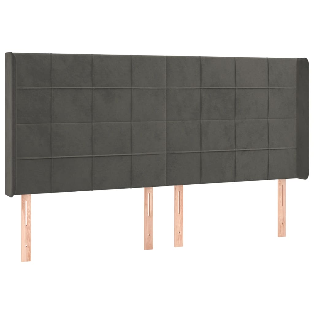 Hoofdbord LED 183x16x118/128 cm fluweel donkergrijs Hoofdborden en voetborden | Creëer jouw Trendy Thuis | Gratis bezorgd & Retour | Trendy.nl