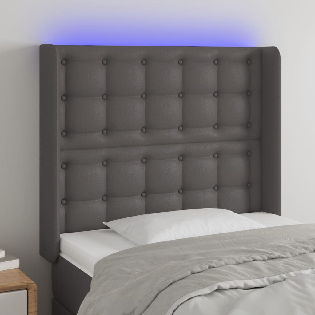 Hoofdbord LED 83x16x118/128 cm kunstleer grijs Hoofdborden en voetborden | Creëer jouw Trendy Thuis | Gratis bezorgd & Retour | Trendy.nl