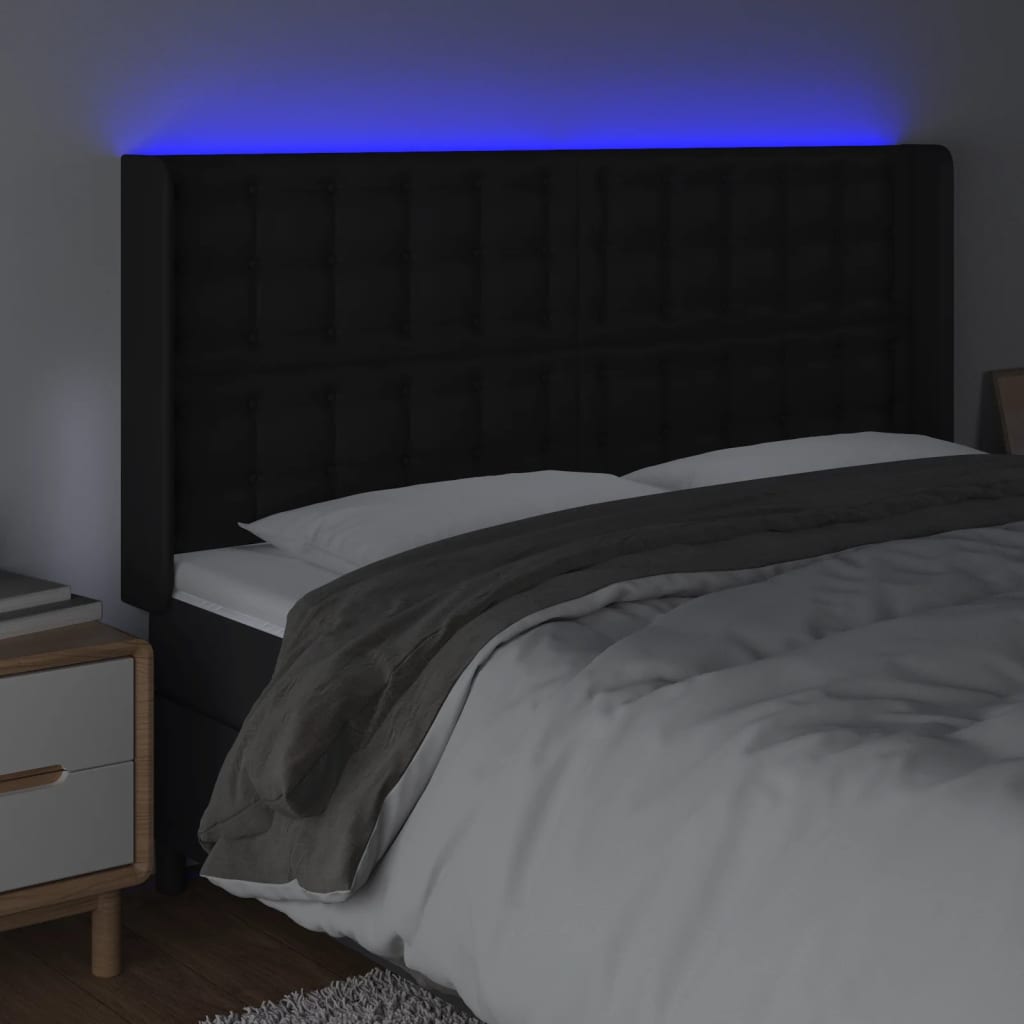 Hoofdbord LED 147x16x118/128 cm kunstleer zwart Hoofdborden en voetborden | Creëer jouw Trendy Thuis | Gratis bezorgd & Retour | Trendy.nl