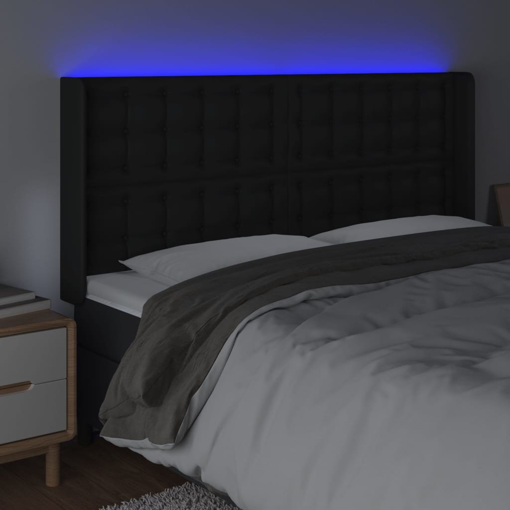 Hoofdbord LED 183x16x118/128 cm kunstleer zwart Hoofdborden en voetborden | Creëer jouw Trendy Thuis | Gratis bezorgd & Retour | Trendy.nl