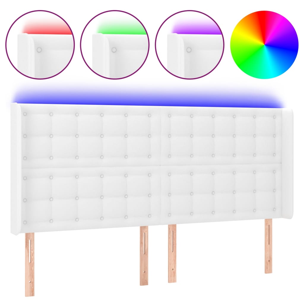 Hoofdbord LED 183x16x118/128 cm kunstleer wit Hoofdborden en voetborden | Creëer jouw Trendy Thuis | Gratis bezorgd & Retour | Trendy.nl