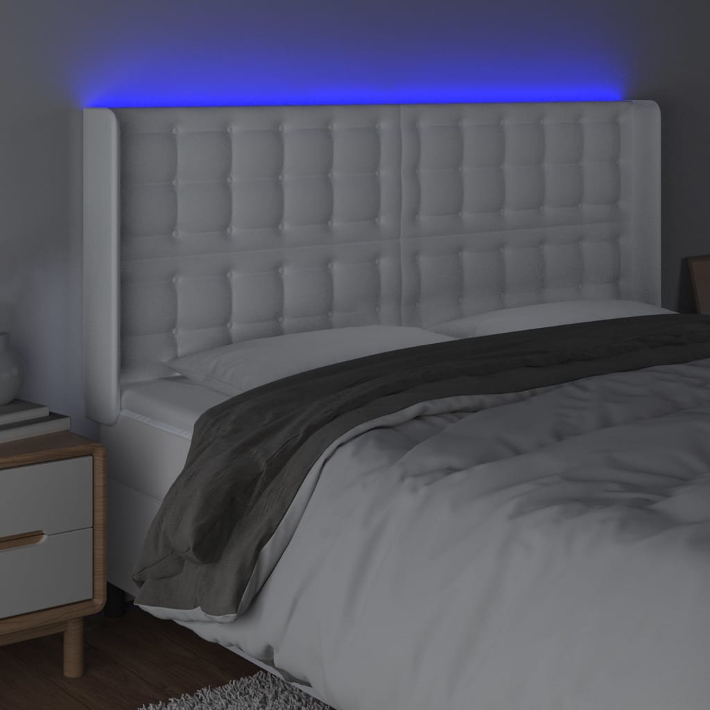 Hoofdbord LED 183x16x118/128 cm kunstleer wit Hoofdborden en voetborden | Creëer jouw Trendy Thuis | Gratis bezorgd & Retour | Trendy.nl