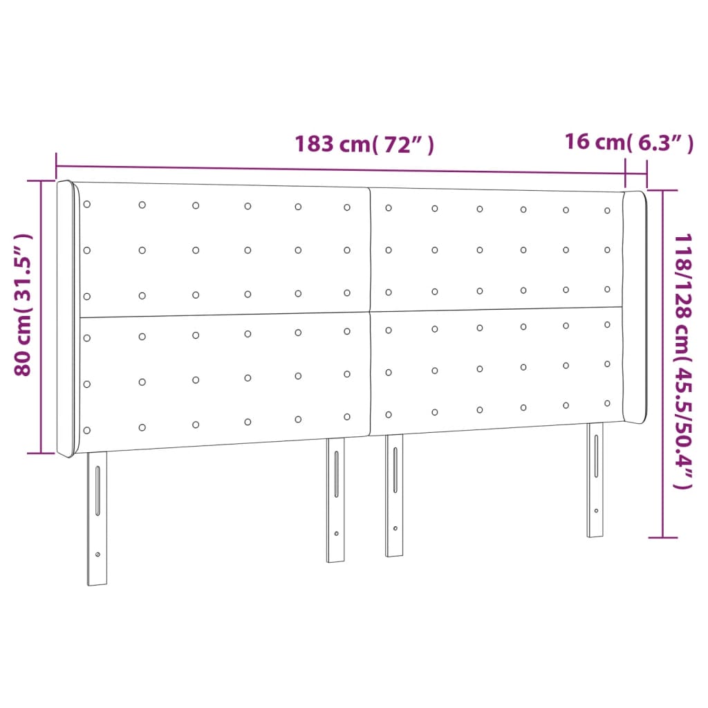 Hoofdbord LED 183x16x118/128 cm kunstleer wit Hoofdborden en voetborden | Creëer jouw Trendy Thuis | Gratis bezorgd & Retour | Trendy.nl