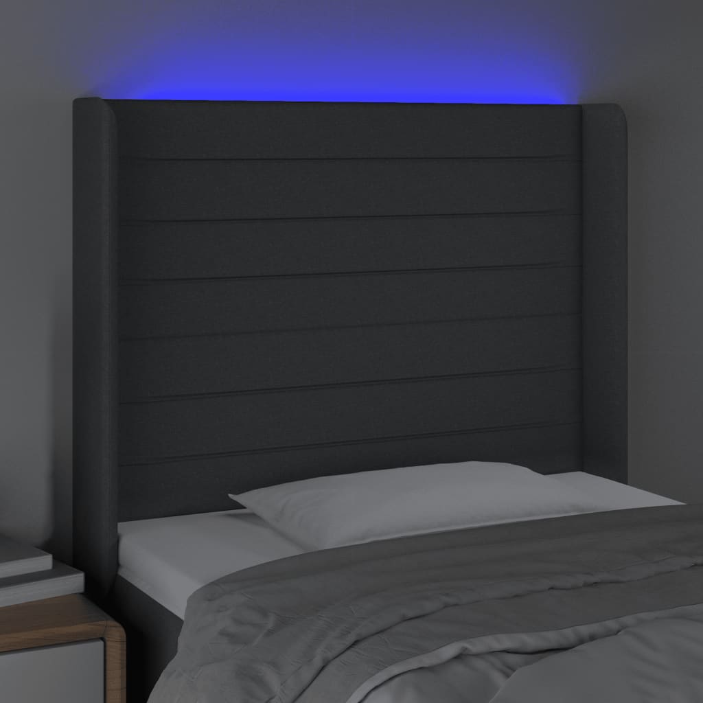 Hoofdbord LED 83x16x118/128 cm stof donkergrijs Hoofdborden en voetborden | Creëer jouw Trendy Thuis | Gratis bezorgd & Retour | Trendy.nl