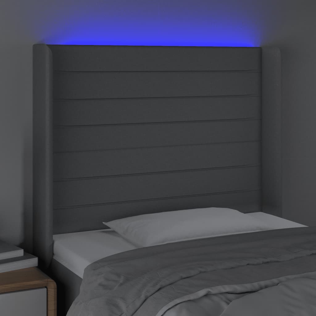 Hoofdbord LED 93x16x118/128 cm stof lichtgrijs Hoofdborden en voetborden | Creëer jouw Trendy Thuis | Gratis bezorgd & Retour | Trendy.nl