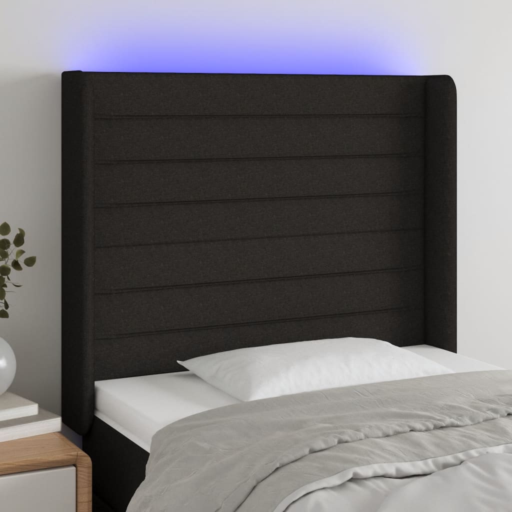 Hoofdbord LED 93x16x118/128 cm stof zwart Hoofdborden en voetborden | Creëer jouw Trendy Thuis | Gratis bezorgd & Retour | Trendy.nl