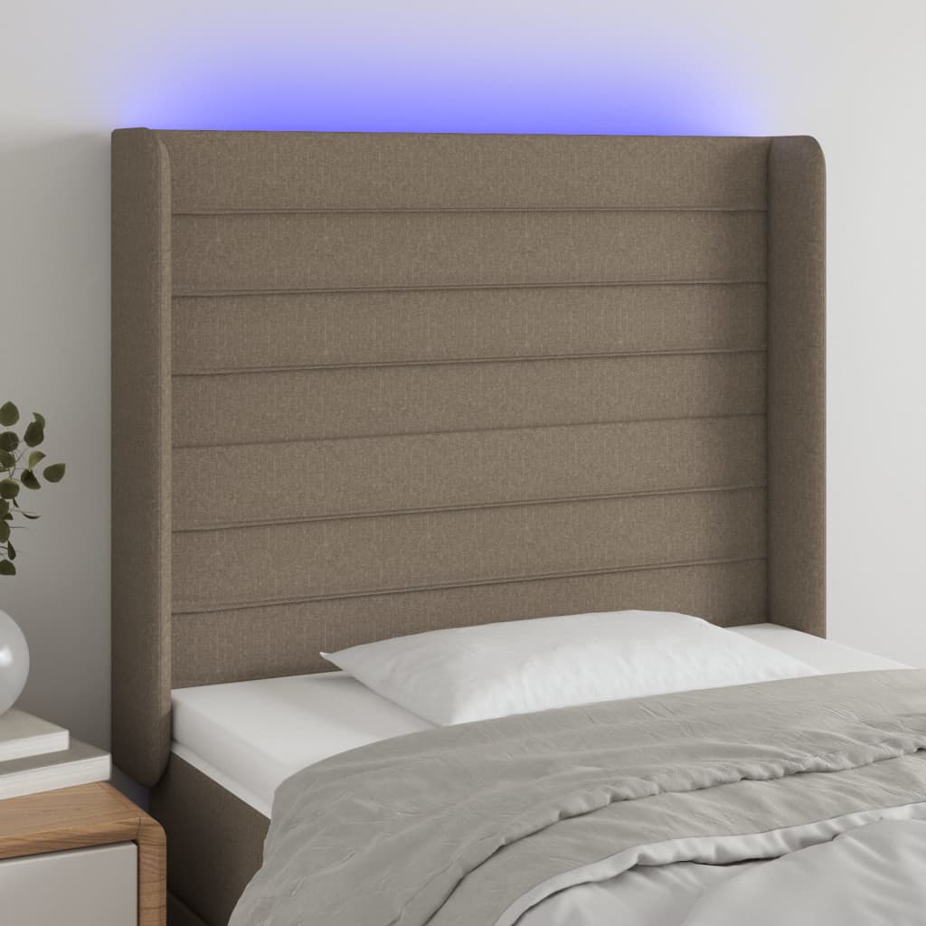 Hoofdbord LED 93x16x118/128 cm stof taupe Hoofdborden en voetborden | Creëer jouw Trendy Thuis | Gratis bezorgd & Retour | Trendy.nl