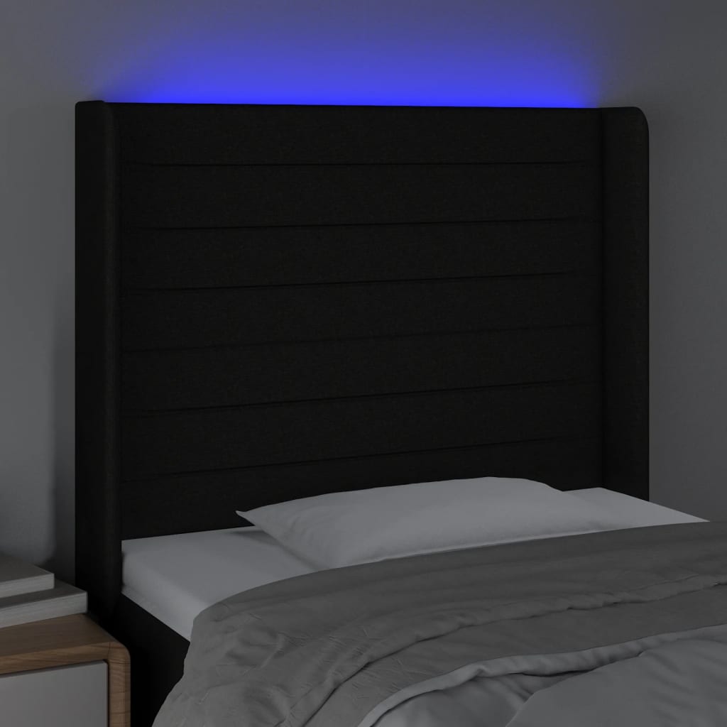 Hoofdbord LED 103x16x118/128 cm stof zwart Hoofdborden en voetborden | Creëer jouw Trendy Thuis | Gratis bezorgd & Retour | Trendy.nl